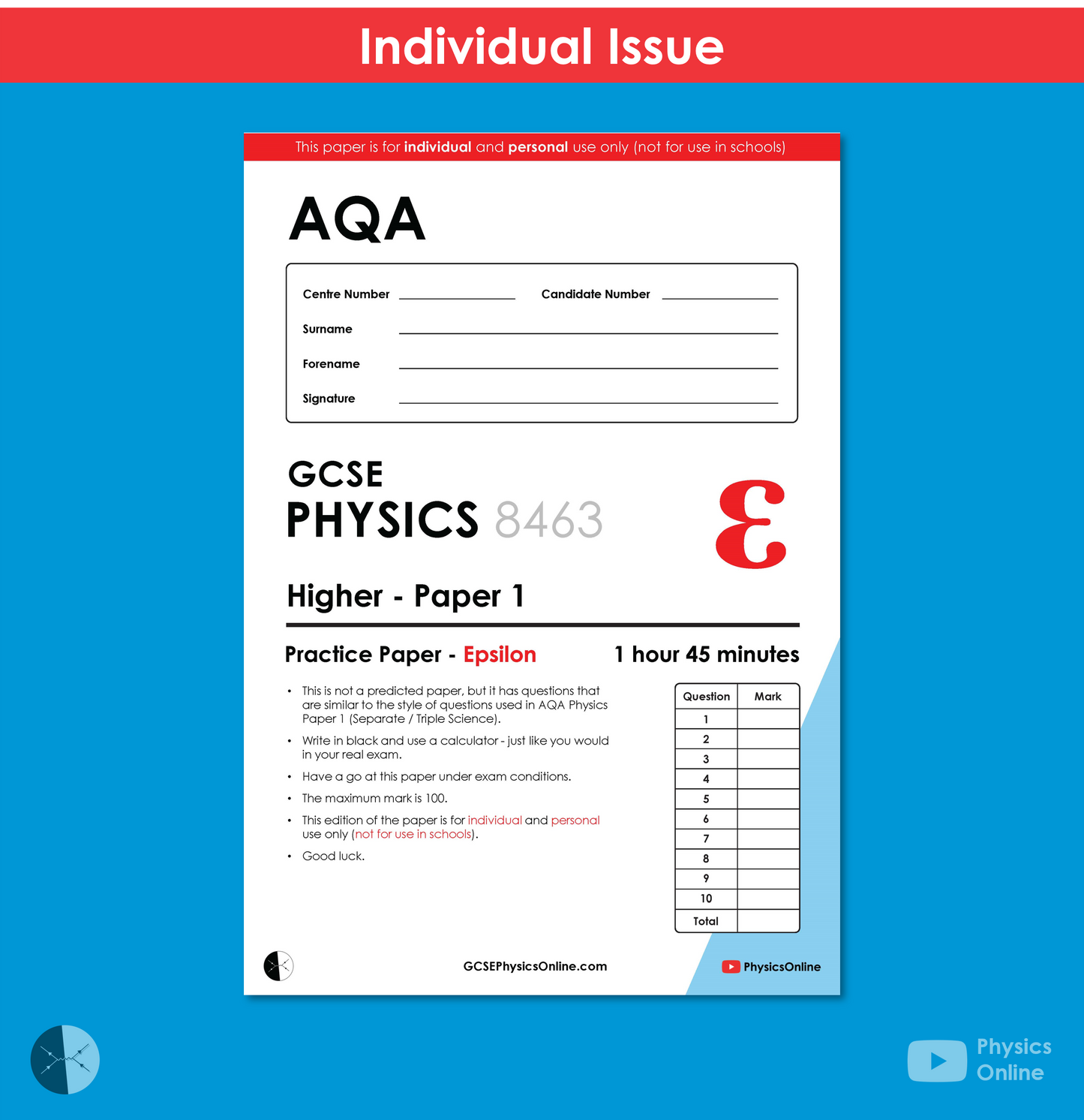 AQA GCSE Paper 1 - Epsilon (for Individuals)
