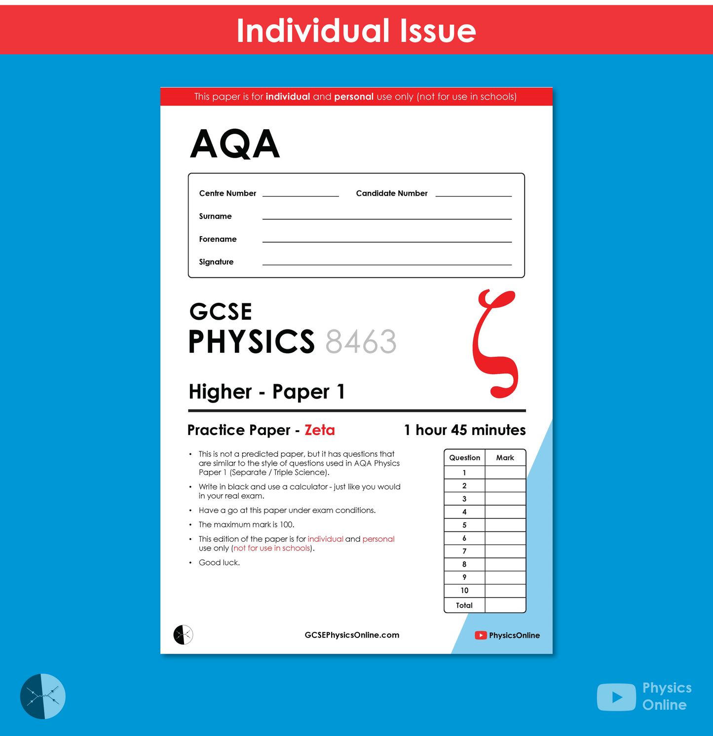 AQA GCSE Paper 1 - Zeta (for Individuals)
