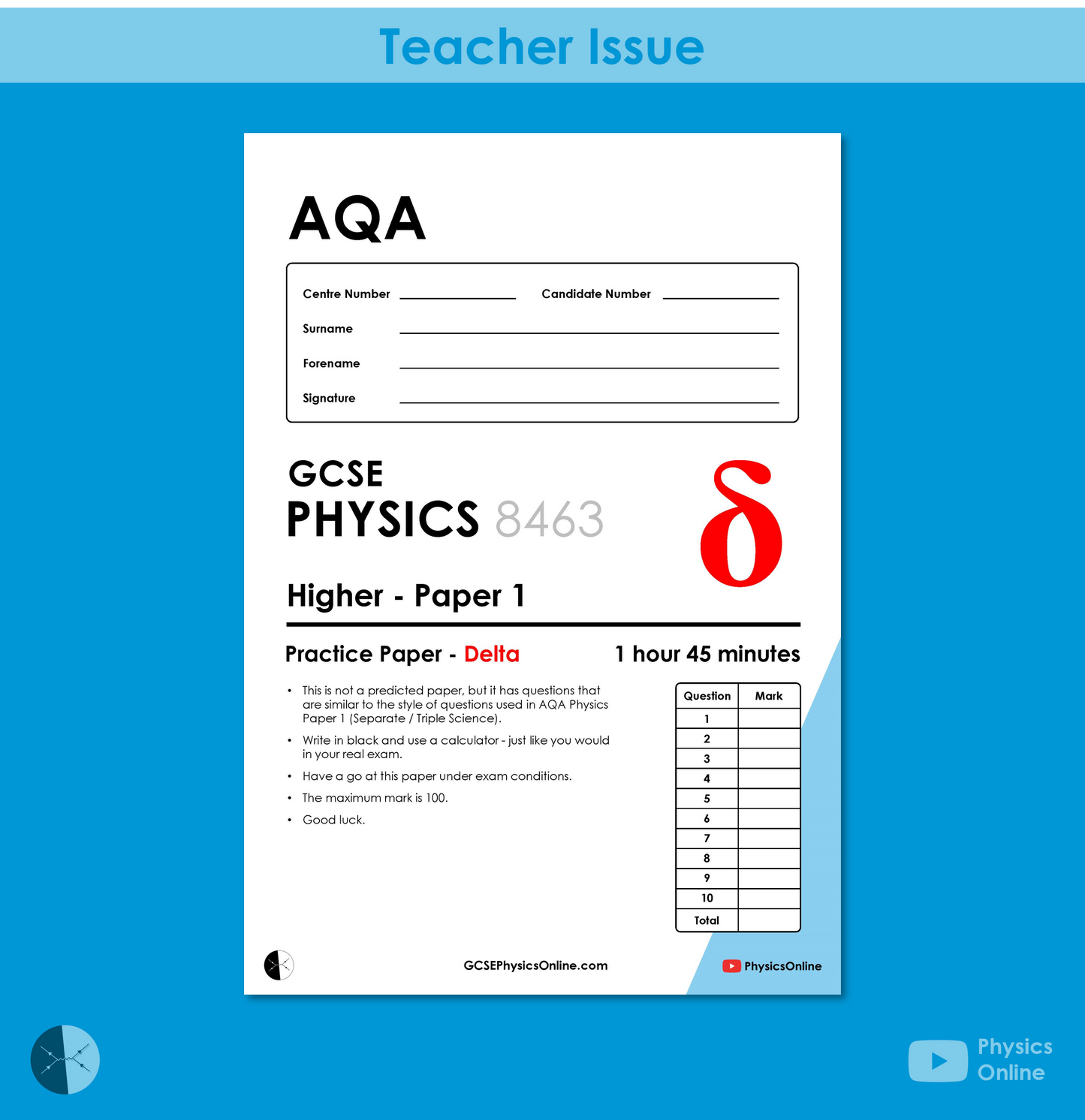 AQA GCSE Paper 1 - Delta (for Teachers)