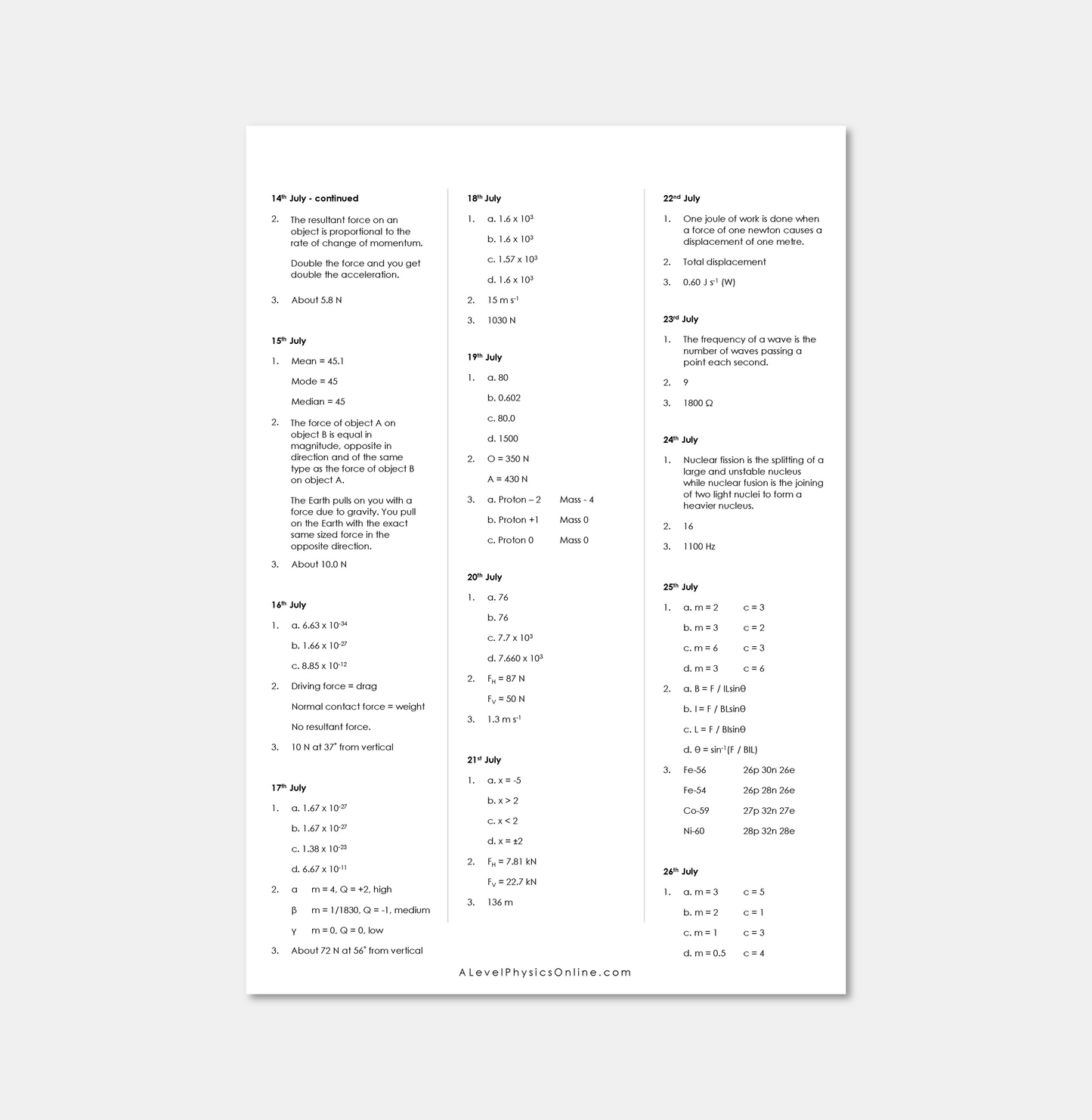 Daily Workout Book 1 - A Level Digital Download (for Individuals)
