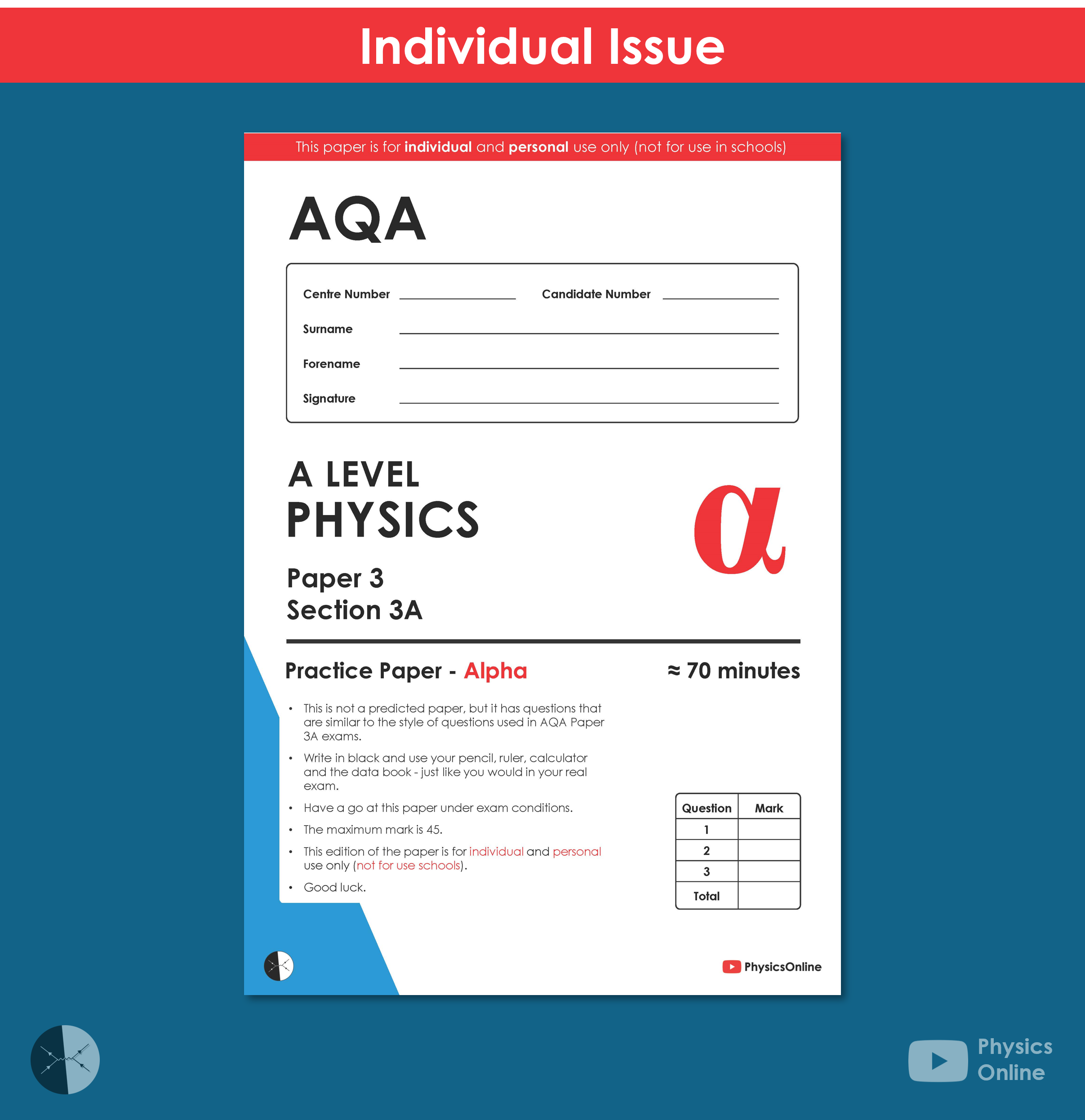 AQA A Level Physics Paper 3A Practice Paper | Alpha | Individual Issue ...