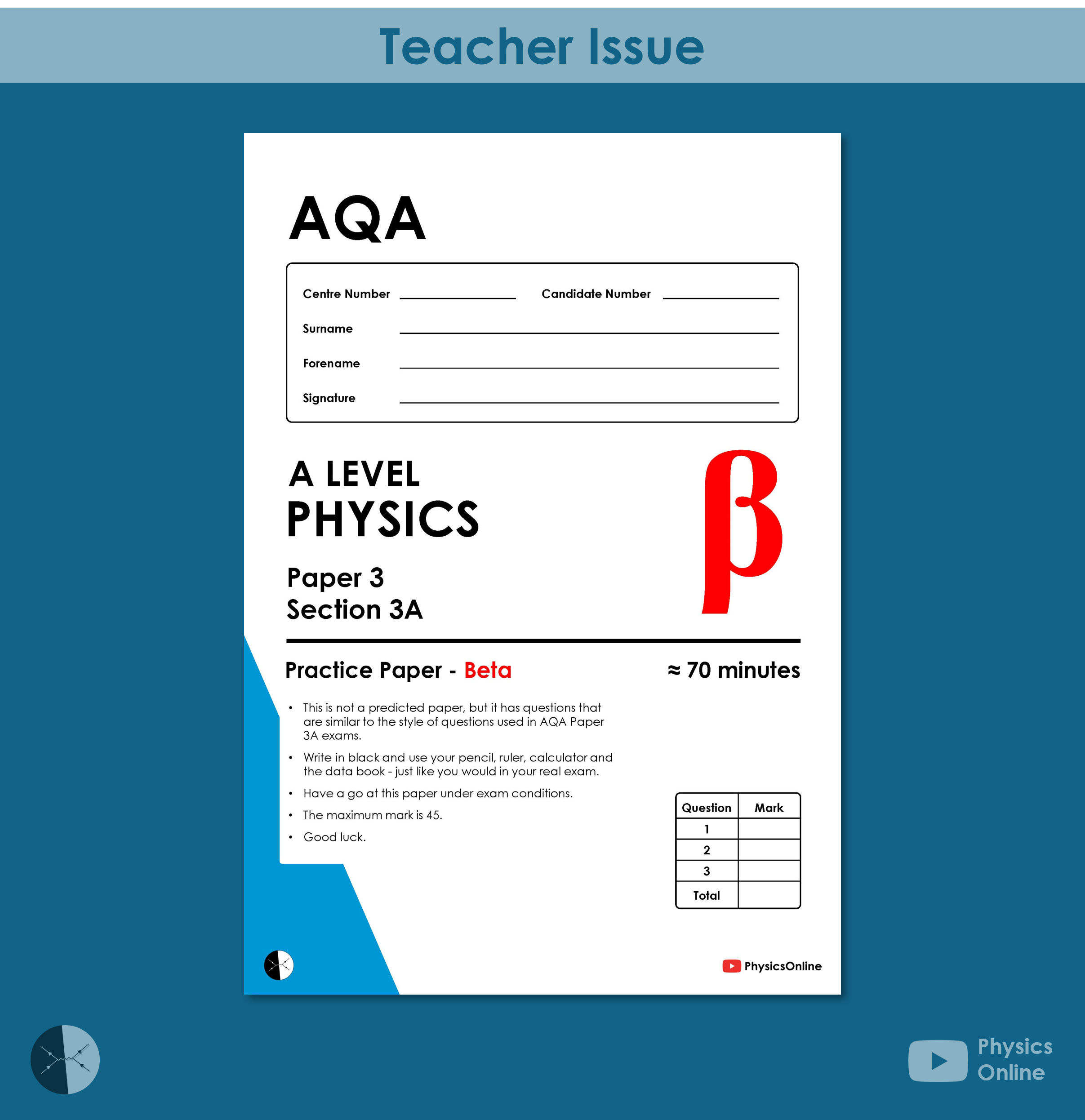AQA A Level Physics Paper 3A Practice Paper | Beta | Teacher Issue ...