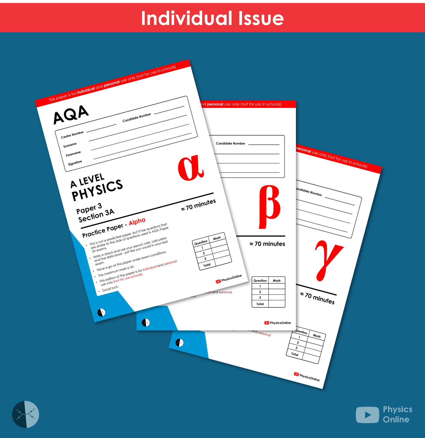 AQA Practice Paper | 3A - Multipack | Individual Issue | A Level Physics