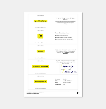 AQA A Level Flashcards - Particles