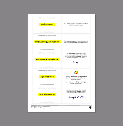 OCR A Level Flashcards - The Entire Physics Course (for Teachers)