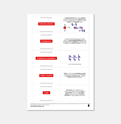 OCR A Level Flashcards - The Entire Physics Course (for Individuals)