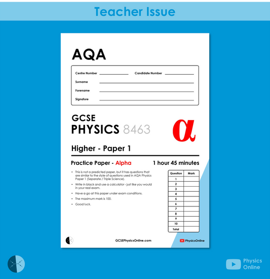 AQA Practice Paper | Paper 1 - Alpha | Teacher Issue | GCSE Physics