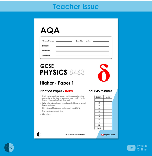 AQA Practice Paper | Paper 1 - Delta | Teacher Issue | GCSE Physics