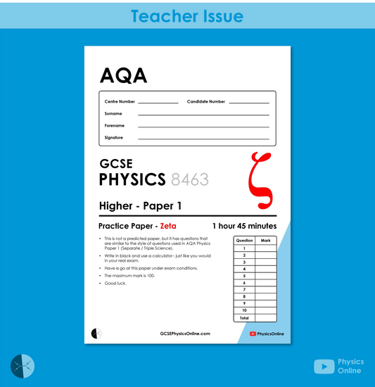 AQA Practice Paper | Paper 1 - Zeta | Teacher Issue | GCSE Physics
